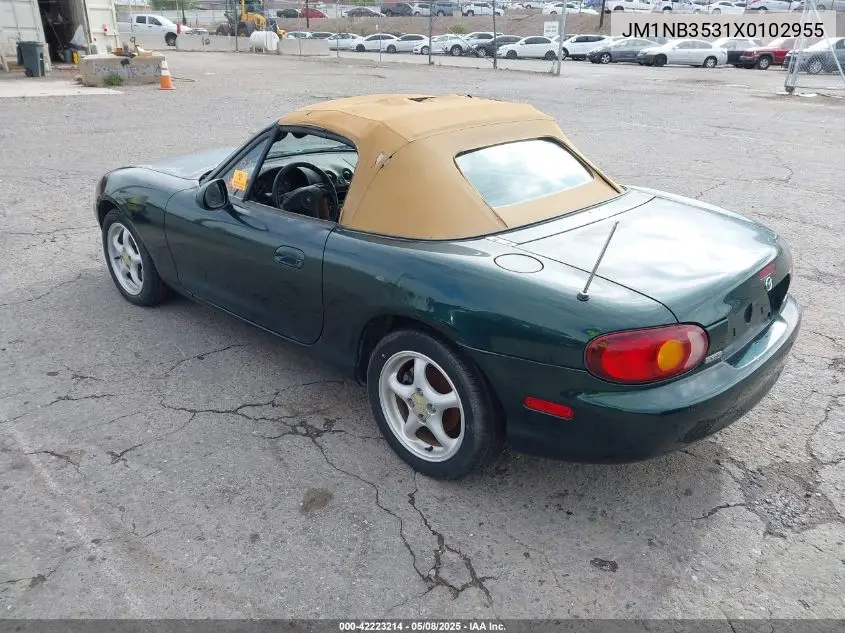 1999 Mazda Mx-5 Miata Leather Pkg/Popular Equipment Pkg/Sports Pkg/Touring Pkg VIN: JM1NB3531X0102955 Lot: 42223214