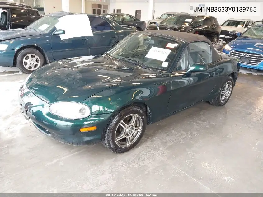 2000 Mazda Mx-5 Miata Ls/Special Edition VIN: JM1NB3533Y0139765 Lot: 42139518
