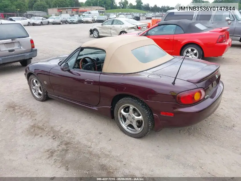 2000 Mazda Mx-5 Miata Ls/Special Edition VIN: JM1NB3536Y0147844 Lot: 42217215