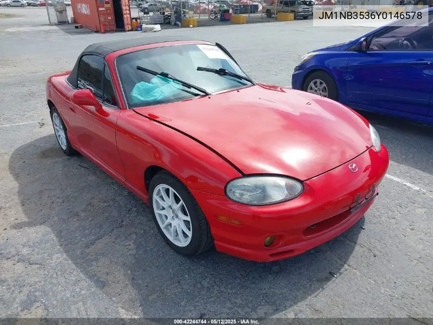 2000 Mazda Mx-5 Miata Ls/Special Edition VIN: JM1NB3536Y0146578 Lot: 42244744