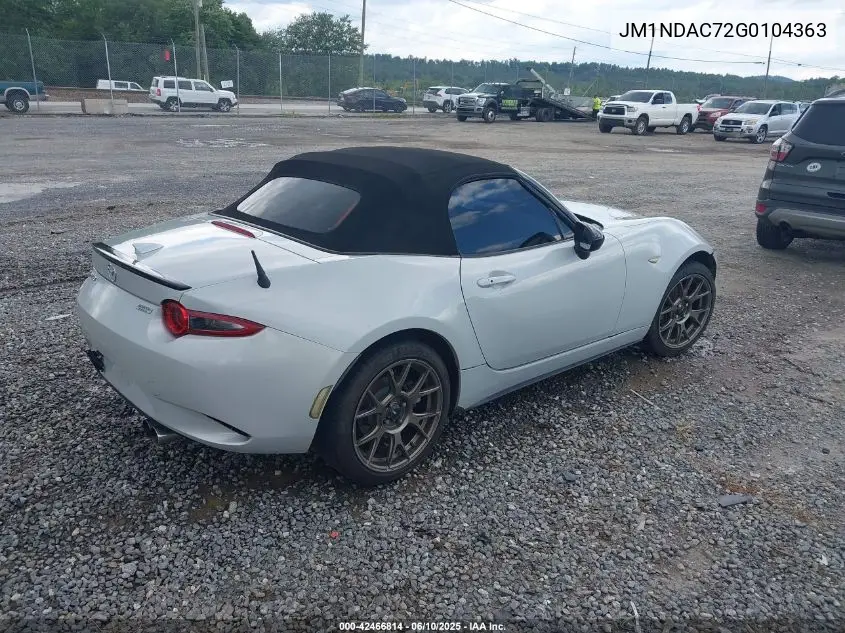 2016 Mazda Mx-5 Miata Club VIN: JM1NDAC72G0104363 Lot: 42466814