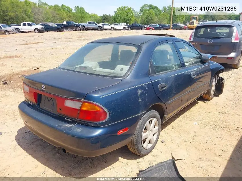 1998 Mazda Protege Dx/Lx VIN: JM1BC1410W0231286 Lot: 42037028