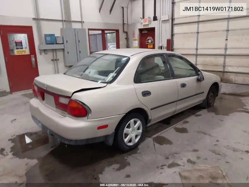 1998 Mazda Protege Dx/Lx VIN: JM1BC1419W0171802 Lot: 42202861
