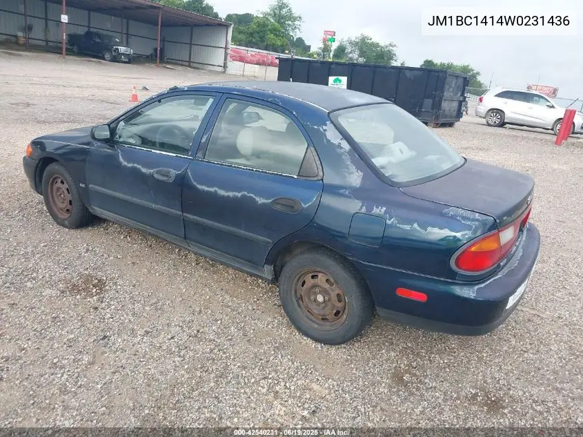 1998 Mazda Protege Dx/Lx VIN: JM1BC1414W0231436 Lot: 42540231