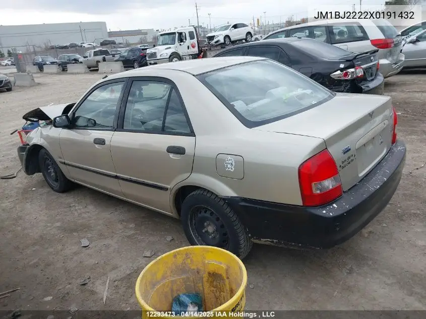 1999 Mazda Protege Dx/Lx VIN: JM1BJ2222X0191432 Lot: 12293473