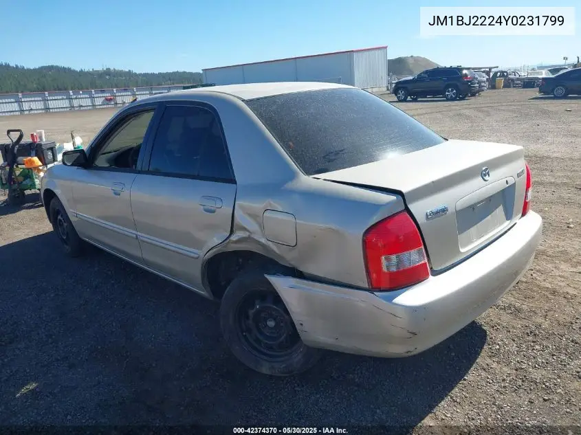 2000 Mazda Protege Dx/Lx VIN: JM1BJ2224Y0231799 Lot: 42374370