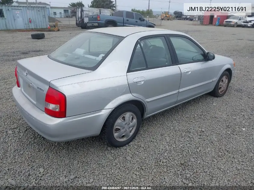 2000 Mazda Protege Dx/Lx VIN: JM1BJ2225Y0211691 Lot: 42464257