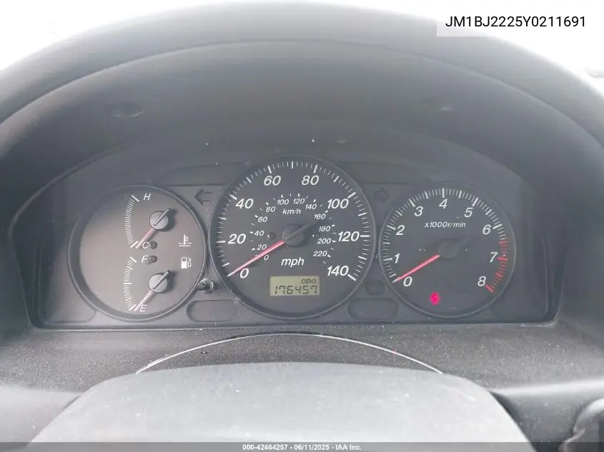 2000 Mazda Protege Dx/Lx VIN: JM1BJ2225Y0211691 Lot: 42464257