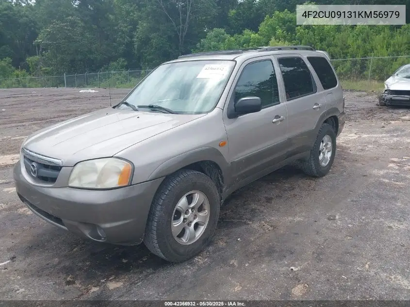 2001 Mazda Tribute Es V6/Lx V6 VIN: 4F2CU09131KM56979 Lot: 42366932