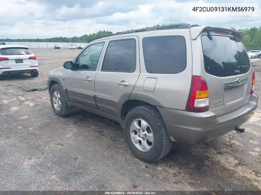 2001 Mazda Tribute Es V6/Lx V6 VIN: 4F2CU09131KM56979 Lot: 42366932