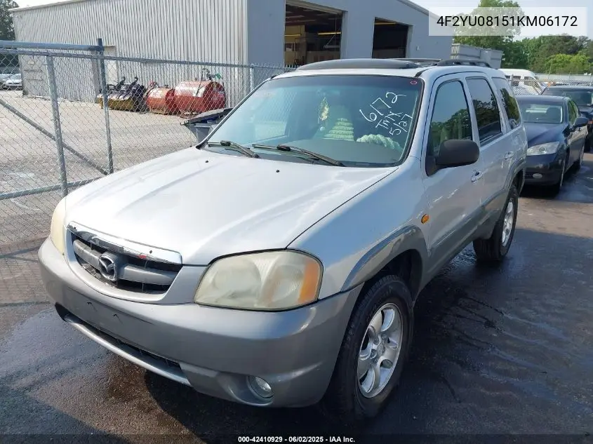 2001 Mazda Tribute Es V6/Lx V6 VIN: 4F2YU08151KM06172 Lot: 42410929