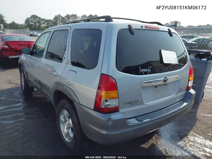 2001 Mazda Tribute Es V6/Lx V6 VIN: 4F2YU08151KM06172 Lot: 42410929
