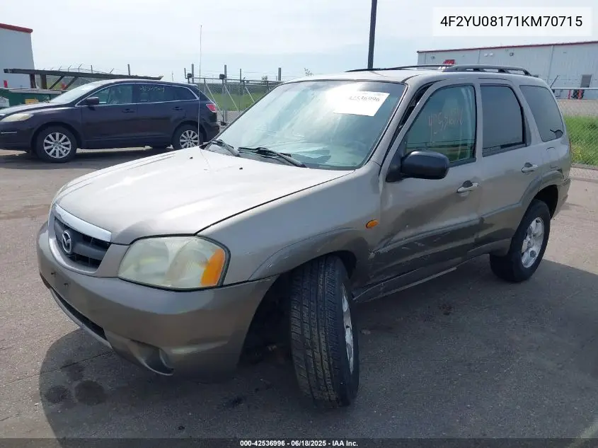 2001 Mazda Tribute Es V6/Lx V6 VIN: 4F2YU08171KM70715 Lot: 42536996