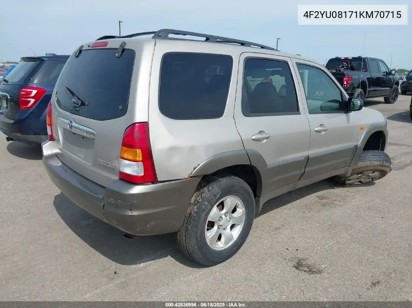 2001 Mazda Tribute Es V6/Lx V6 VIN: 4F2YU08171KM70715 Lot: 42536996
