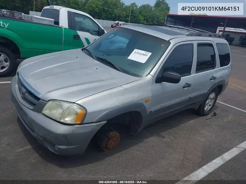 2001 Mazda Tribute Es V6/Lx V6 VIN: 4F2CU09101KM64151 Lot: 42541805