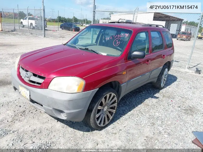 2001 Mazda Tribute Dx V6 VIN: 4F2YU06171KM15474 Lot: 42546591