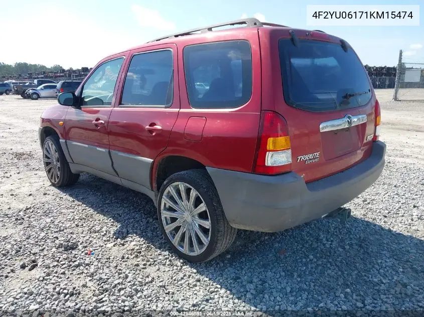 2001 Mazda Tribute Dx V6 VIN: 4F2YU06171KM15474 Lot: 42546591