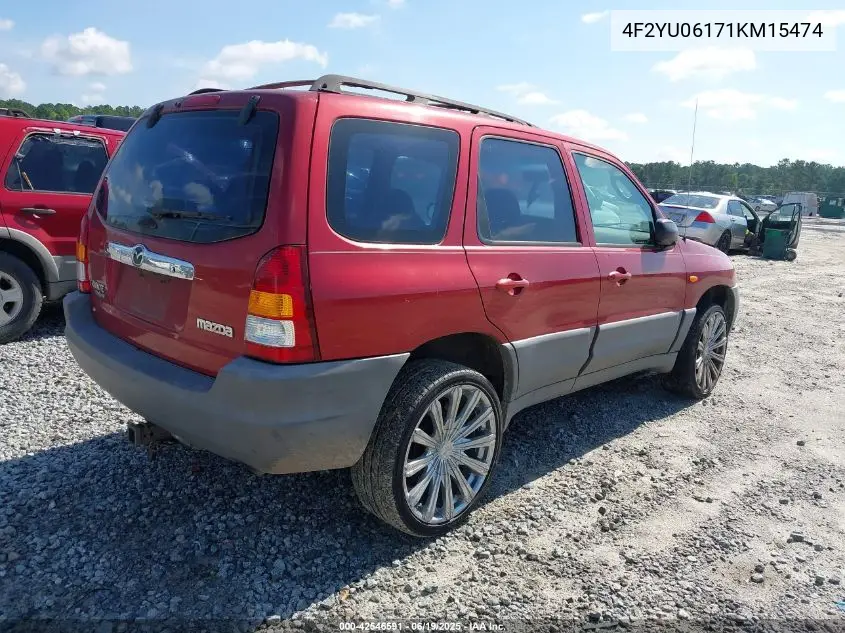 2001 Mazda Tribute Dx V6 VIN: 4F2YU06171KM15474 Lot: 42546591