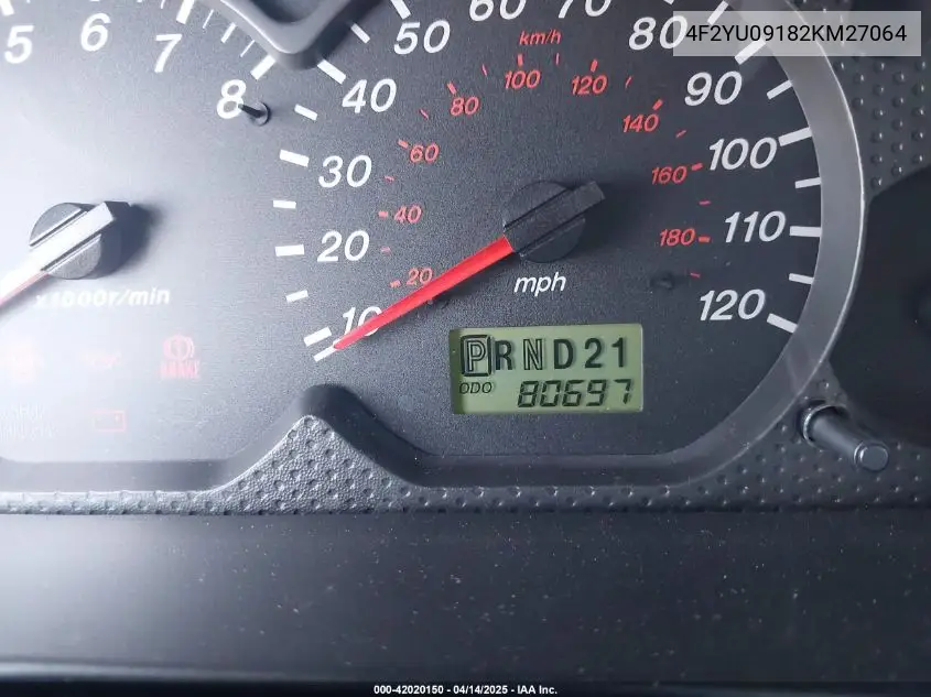 2002 Mazda Tribute Es V6/Lx V6 VIN: 4F2YU09182KM27064 Lot: 42020150