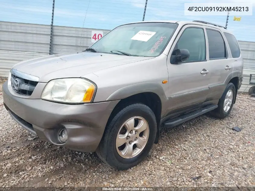 2002 Mazda Tribute Es V6/Lx V6 VIN: 4F2CU09192KM45213 Lot: 42319345