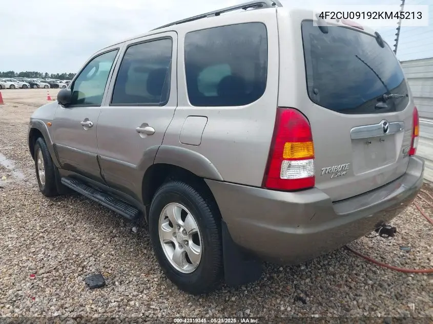 2002 Mazda Tribute Es V6/Lx V6 VIN: 4F2CU09192KM45213 Lot: 42319345