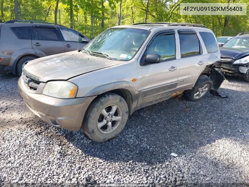 2002 Mazda Tribute Es V6/Lx V6 VIN: 4F2YU09152KM56408 Lot: 42329804
