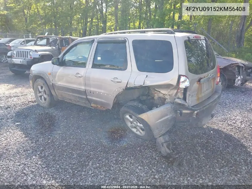 2002 Mazda Tribute Es V6/Lx V6 VIN: 4F2YU09152KM56408 Lot: 42329804