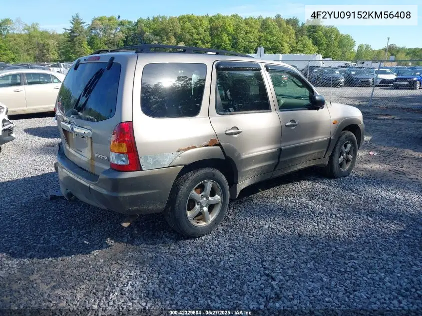 2002 Mazda Tribute Es V6/Lx V6 VIN: 4F2YU09152KM56408 Lot: 42329804