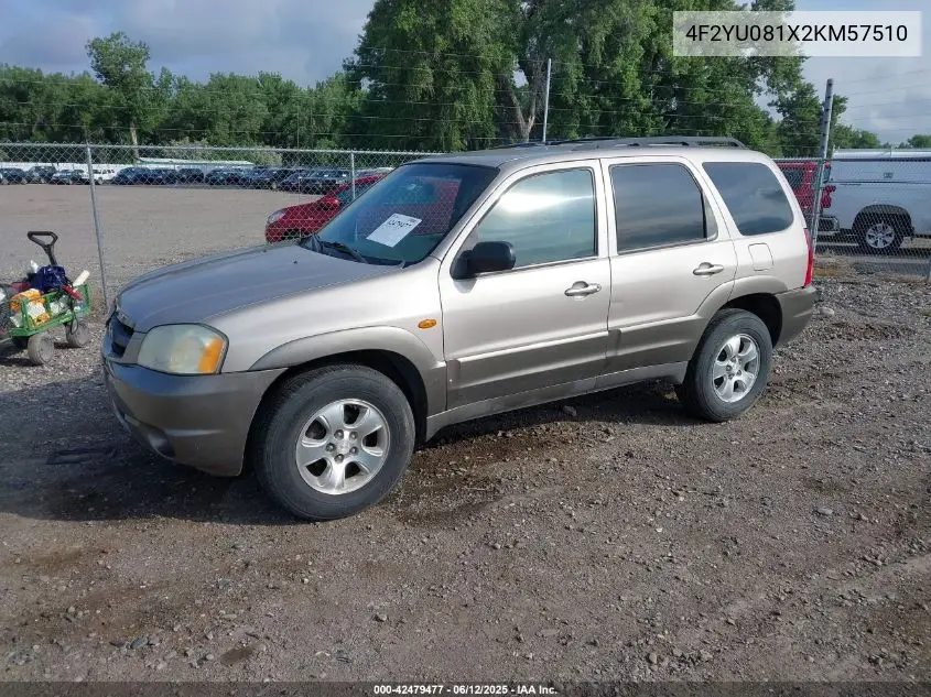2002 Mazda Tribute Es V6/Lx V6 VIN: 4F2YU081X2KM57510 Lot: 42479477
