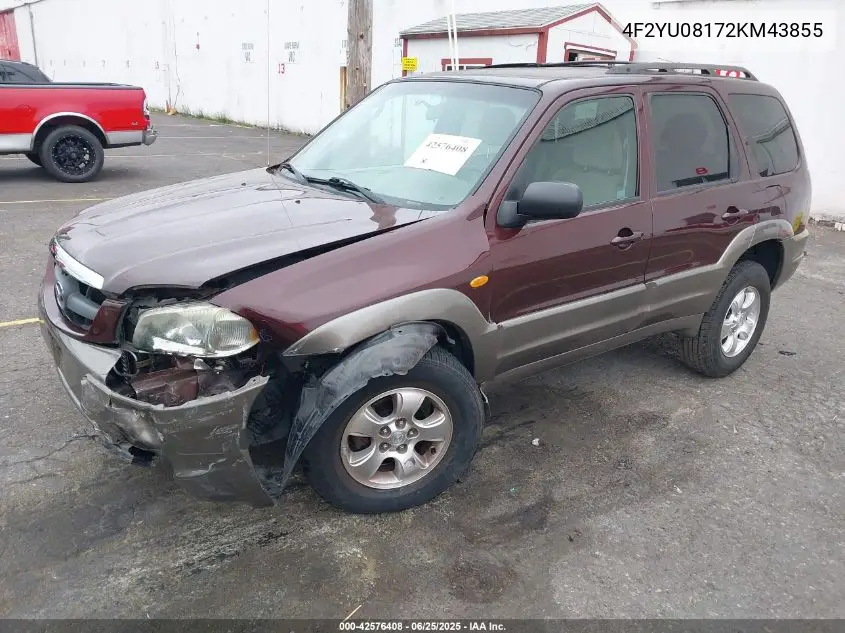 2002 Mazda Tribute Es V6/Lx V6 VIN: 4F2YU08172KM43855 Lot: 42576408