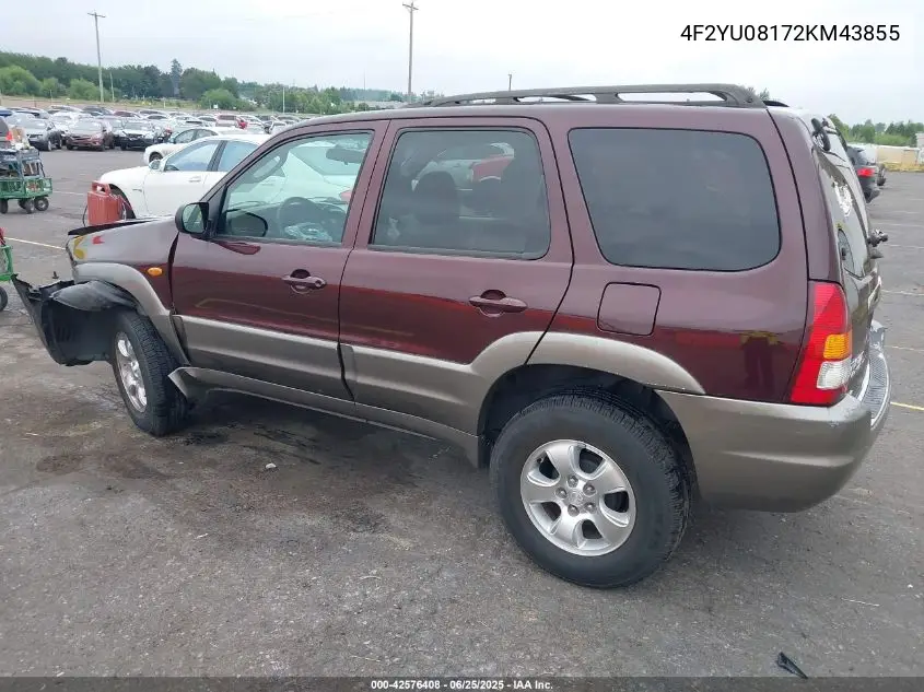2002 Mazda Tribute Es V6/Lx V6 VIN: 4F2YU08172KM43855 Lot: 42576408