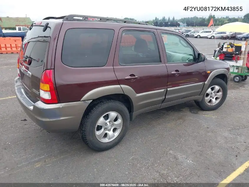 2002 Mazda Tribute Es V6/Lx V6 VIN: 4F2YU08172KM43855 Lot: 42576408