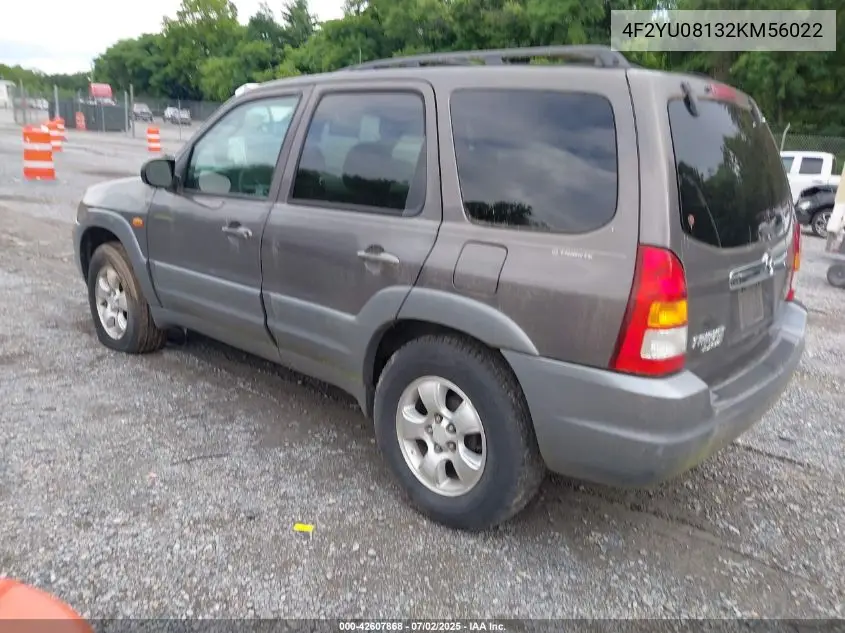 2002 Mazda Tribute Es V6/Lx V6 VIN: 4F2YU08132KM56022 Lot: 42607868