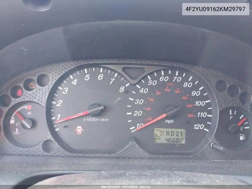 2002 Mazda Tribute Es V6/Lx V6 VIN: 4F2YU09162KM29797 Lot: 42703327