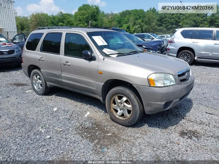 2002 Mazda Tribute Dx VIN: 4F2YU06B42KM20366 Lot: 42729832