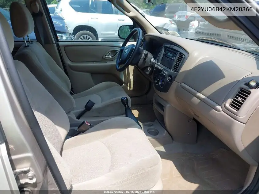 2002 Mazda Tribute Dx VIN: 4F2YU06B42KM20366 Lot: 42729832