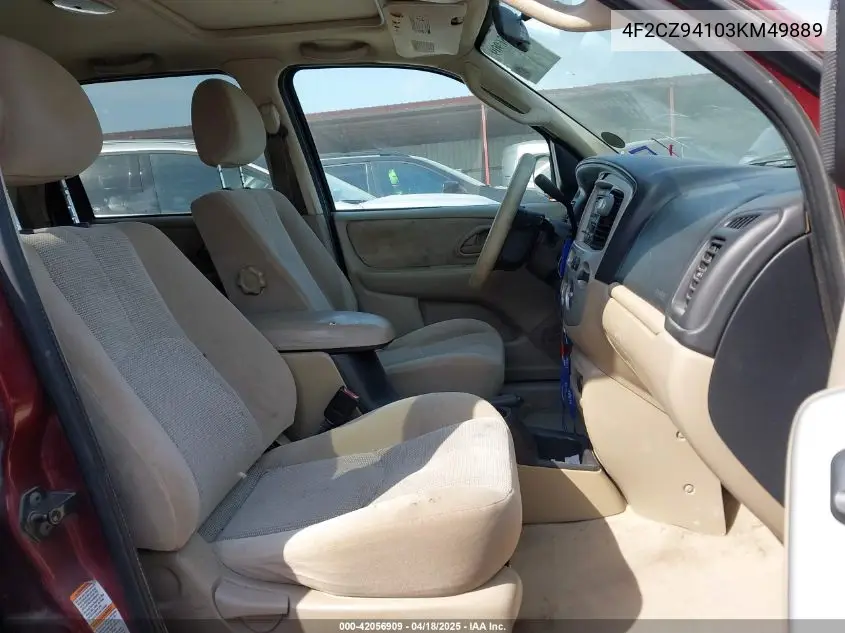 2003 Mazda Tribute Lx V6 VIN: 4F2CZ94103KM49889 Lot: 42056909