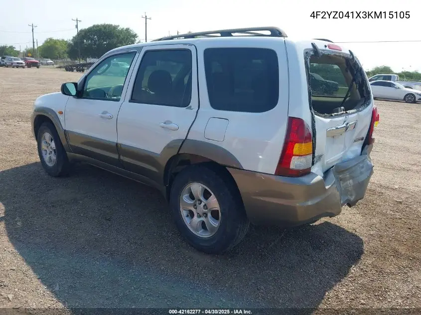 2003 Mazda Tribute Lx V6 VIN: 4F2YZ041X3KM15105 Lot: 42162277