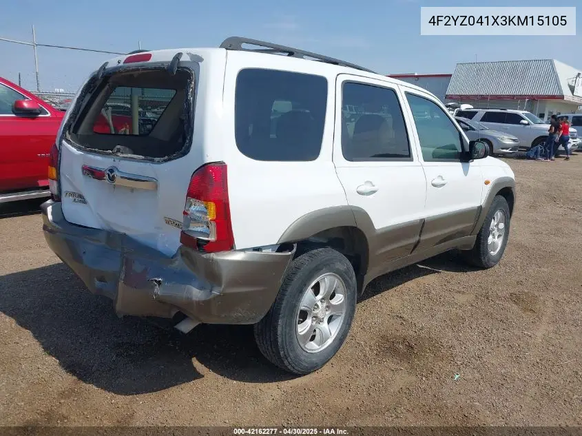 2003 Mazda Tribute Lx V6 VIN: 4F2YZ041X3KM15105 Lot: 42162277