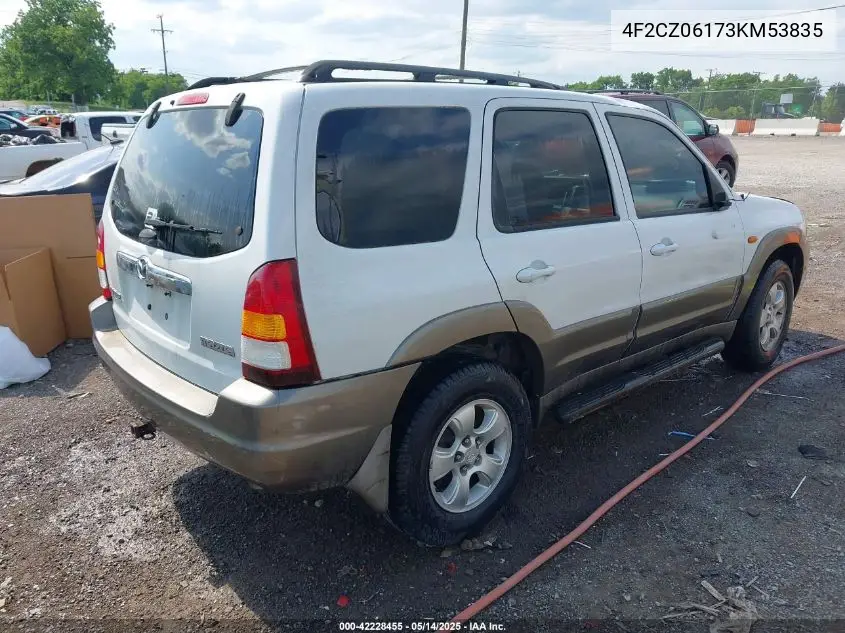 2003 Mazda Tribute Es V6 VIN: 4F2CZ06173KM53835 Lot: 42228455