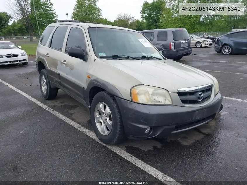 2003 Mazda Tribute Es V6 VIN: 4F2CZ06143KM16340 Lot: 42247498