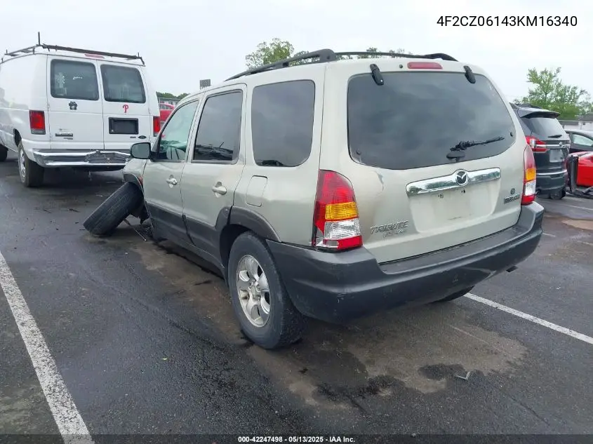 2003 Mazda Tribute Es V6 VIN: 4F2CZ06143KM16340 Lot: 42247498