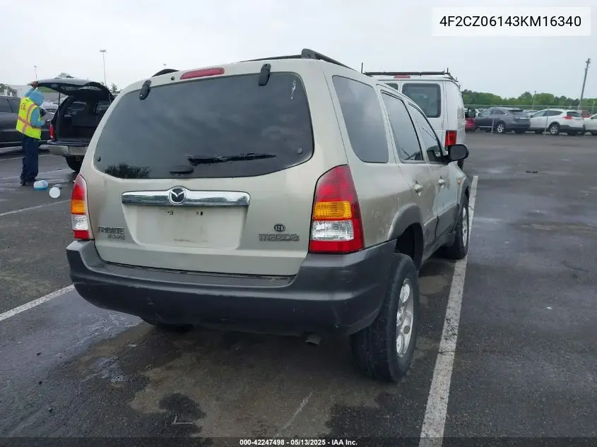 2003 Mazda Tribute Es V6 VIN: 4F2CZ06143KM16340 Lot: 42247498