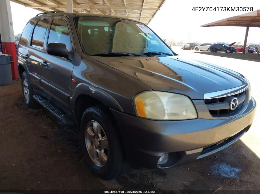 2003 Mazda Tribute Lx V6 VIN: 4F2YZ04173KM30578 Lot: 42587190