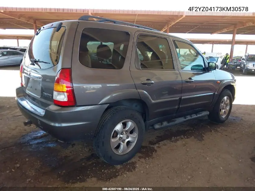 2003 Mazda Tribute Lx V6 VIN: 4F2YZ04173KM30578 Lot: 42587190