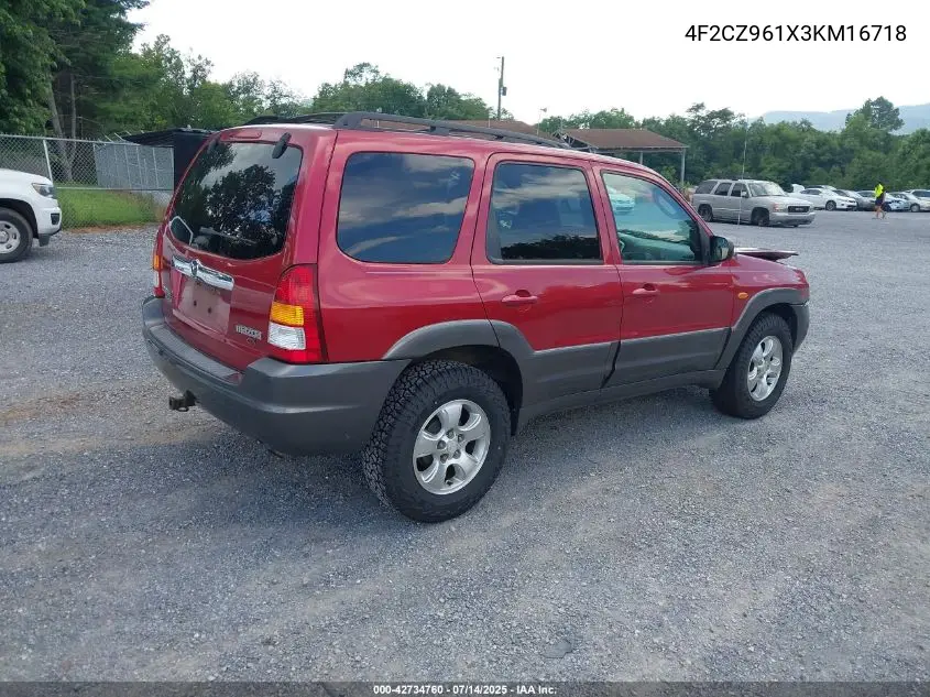 2003 Mazda Tribute Es V6 VIN: 4F2CZ961X3KM16718 Lot: 42734760