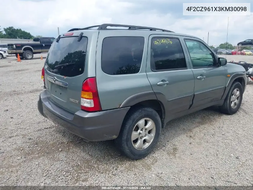 2003 Mazda Tribute Es V6 VIN: 4F2CZ961X3KM30098 Lot: 42745406