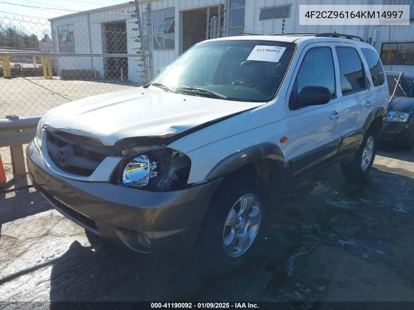 2004 Mazda Tribute Es V6 VIN: 4F2CZ96164KM14997 Lot: 41190092