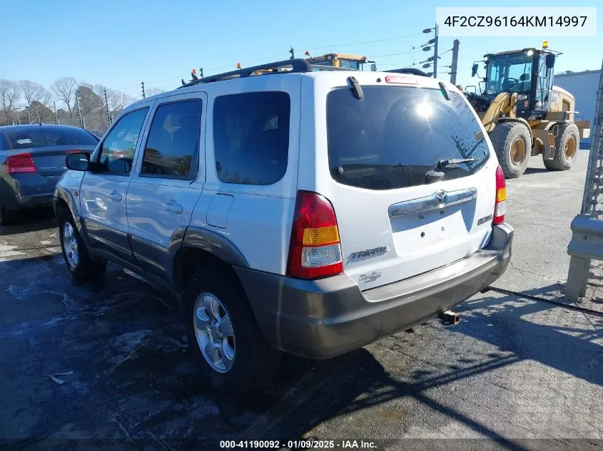 2004 Mazda Tribute Es V6 VIN: 4F2CZ96164KM14997 Lot: 41190092