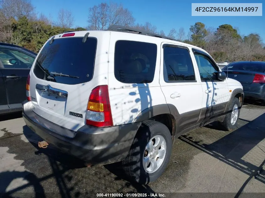 2004 Mazda Tribute Es V6 VIN: 4F2CZ96164KM14997 Lot: 41190092